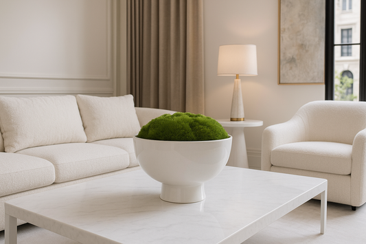 Preserved Moss In Ceramic Botany Bowl White