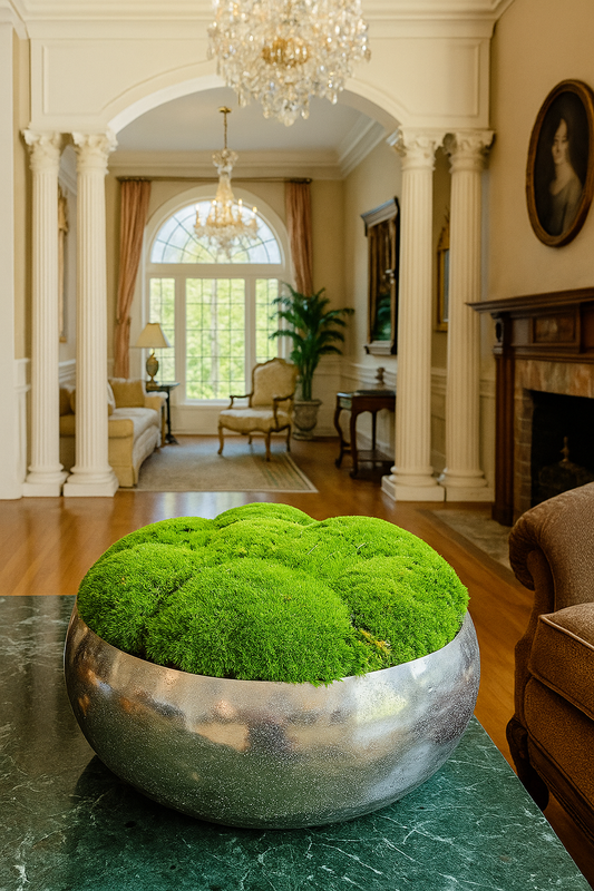 Extra large Preserved Moss In Mayfair Bowl Silver
