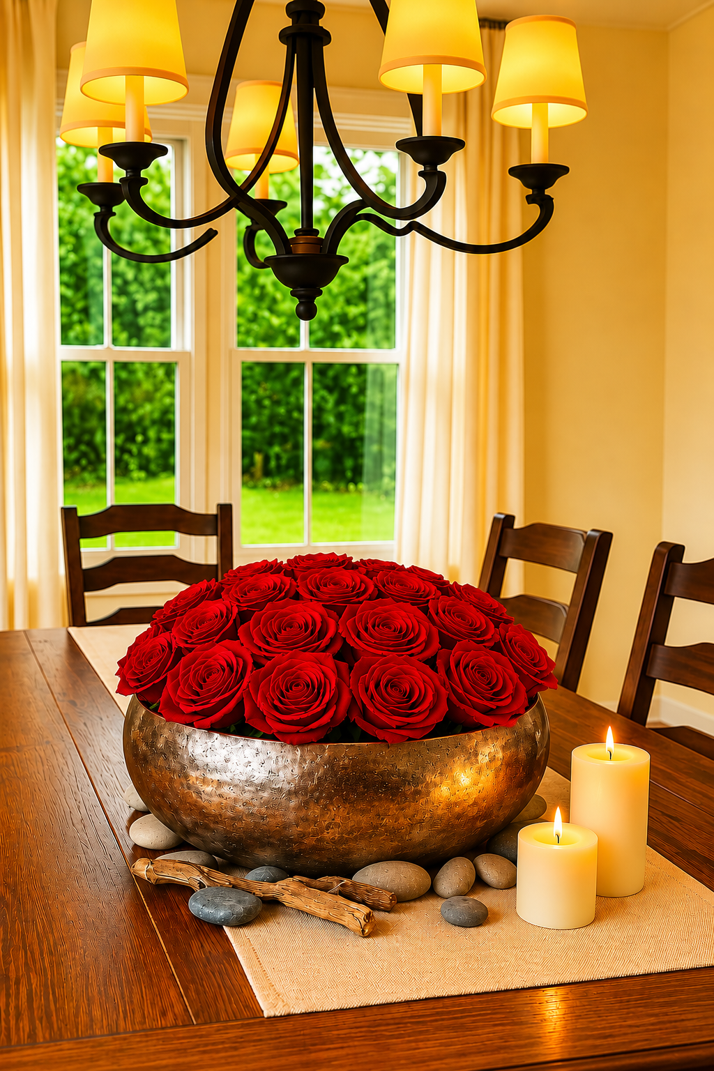 Preserved Natural Rose Arrangement In Decorative Silver Mayfair Bowl